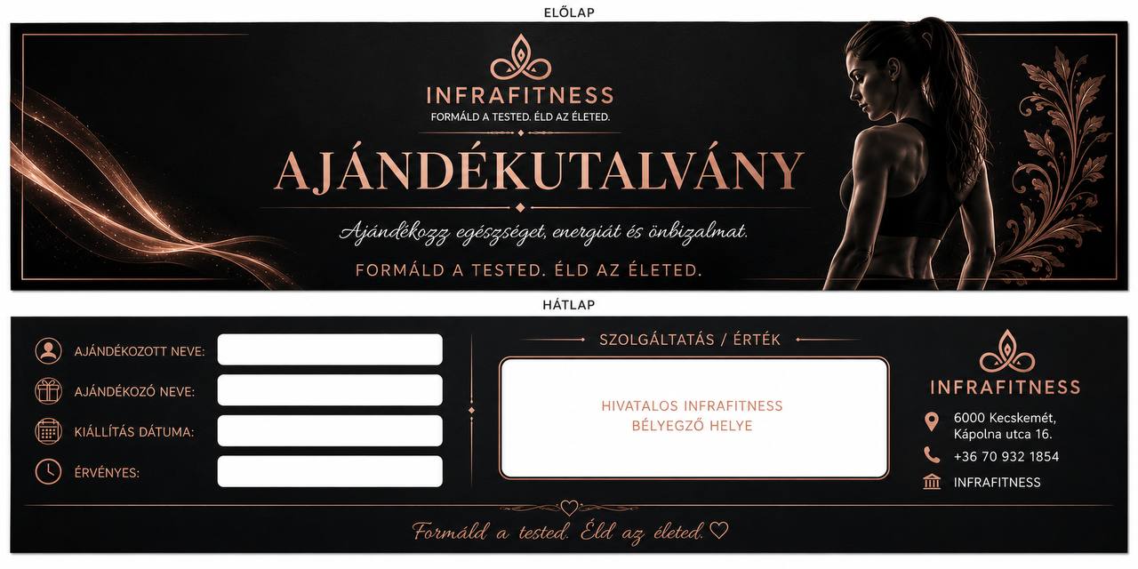 INFRAFITNESS ajándékutalvány, rosegold-fekete design