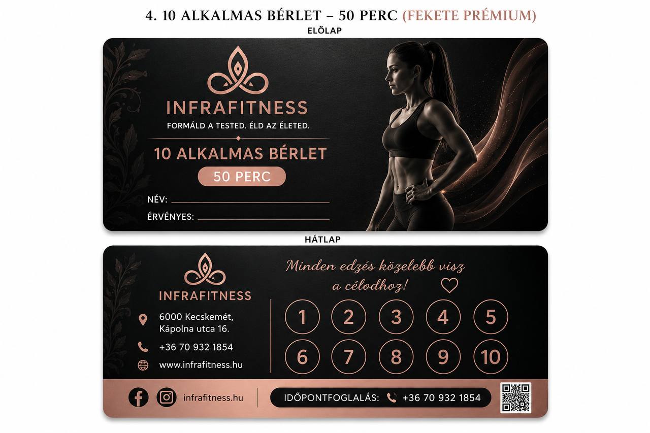 INFRAFITNESS 10 alkalmas bérlet, 50 perc, fekete prémium kivitel