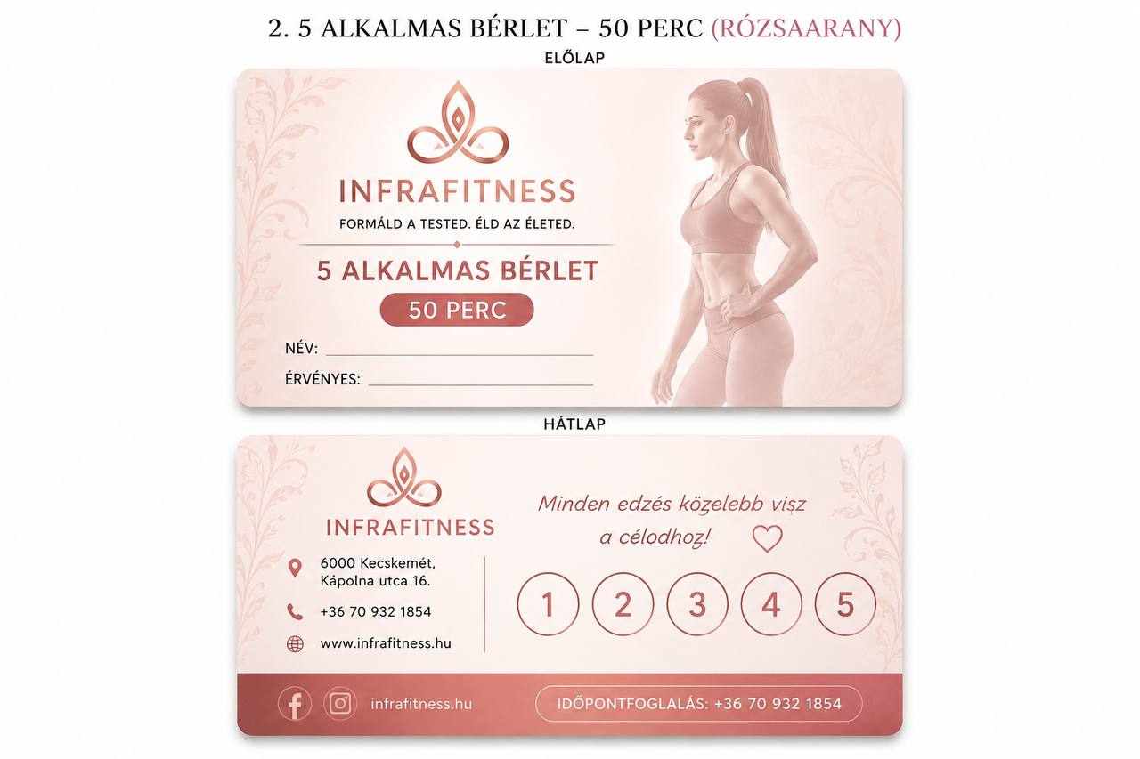 INFRAFITNESS 5 alkalmas bérlet, 50 perc, rózsaarany kivitel